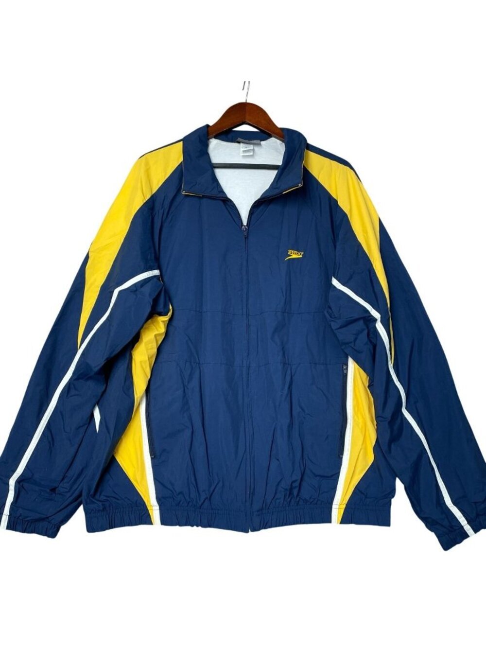 Speedo Men's XL Blue & Yellow Nylon Half-Zip Windbreaker Jacket i2054